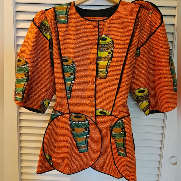 Dresses & Skirts - Vibrant Orange African Print Top And Skirt Set